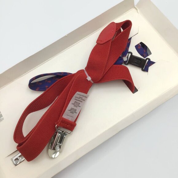 Baby Toddler Bow Tie & Suspenders Bicycle Red Blue Boy Dress Family Photo Outfit - Picture 5 of 9